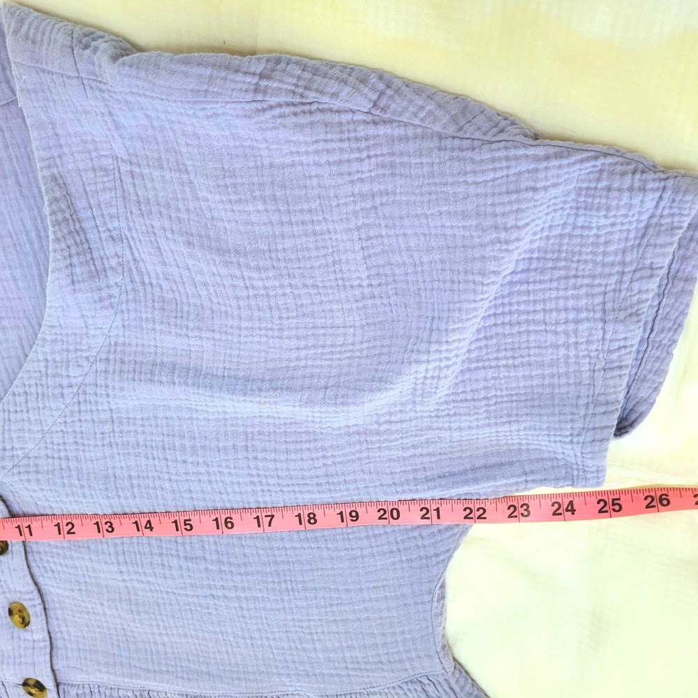 Madewell Periwinkle Blue Lightspun Cotton Gauzy Beachy Button Front Minidress XL - Picture 8 of 10
